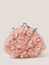 John Lewis Monsoon Kids' Appliqué Floral Clip Frame Bag, Pale Pink, 12 x 5 x 13 cm- Buy online at McGrocer