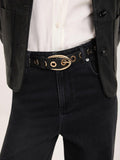 Mint Velvet leather belt black eyelets, imported from the UK