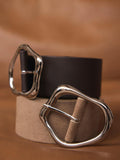 Mint Velvet wide pure leather belt brown, imported from the UK