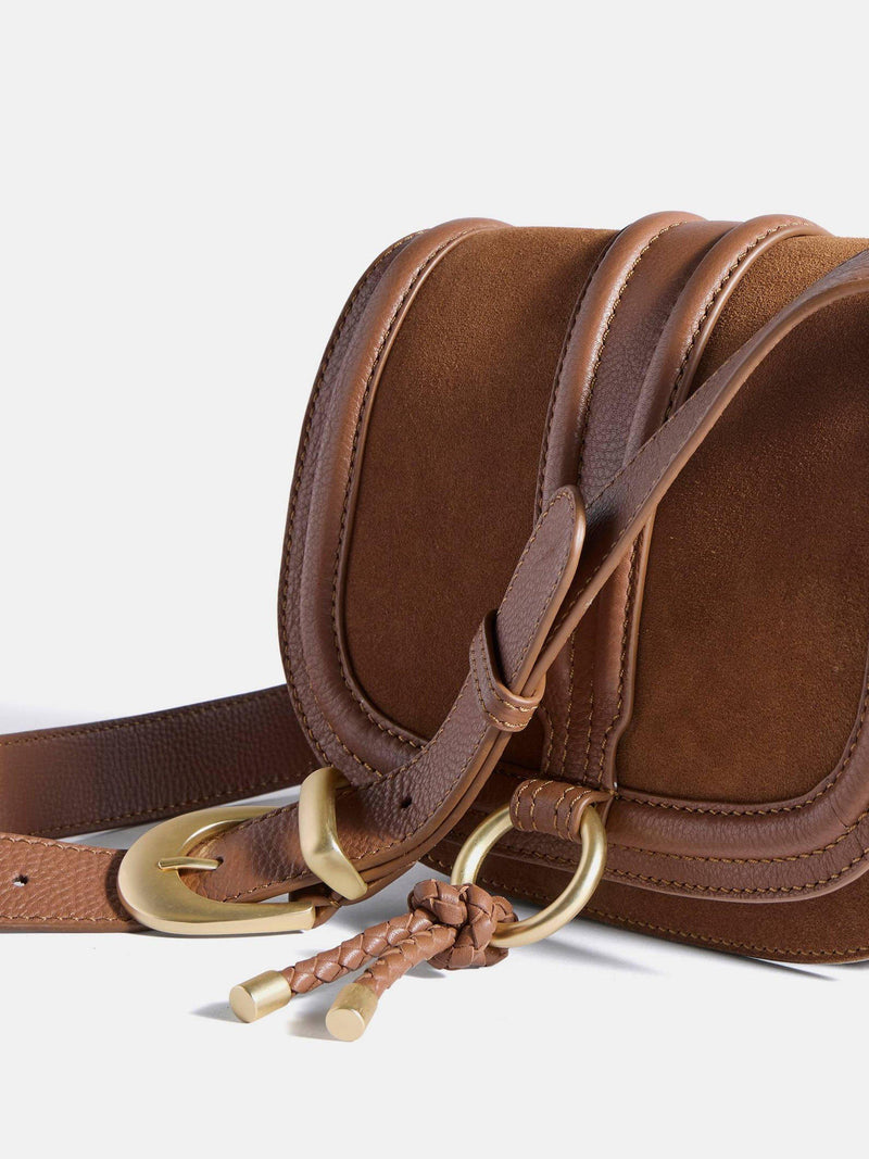 Mint Velvet tan brown suede saddle bag crossbody - British product
