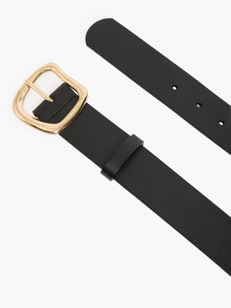 French Connection black leather belt with asymmetric buckle (British brand)