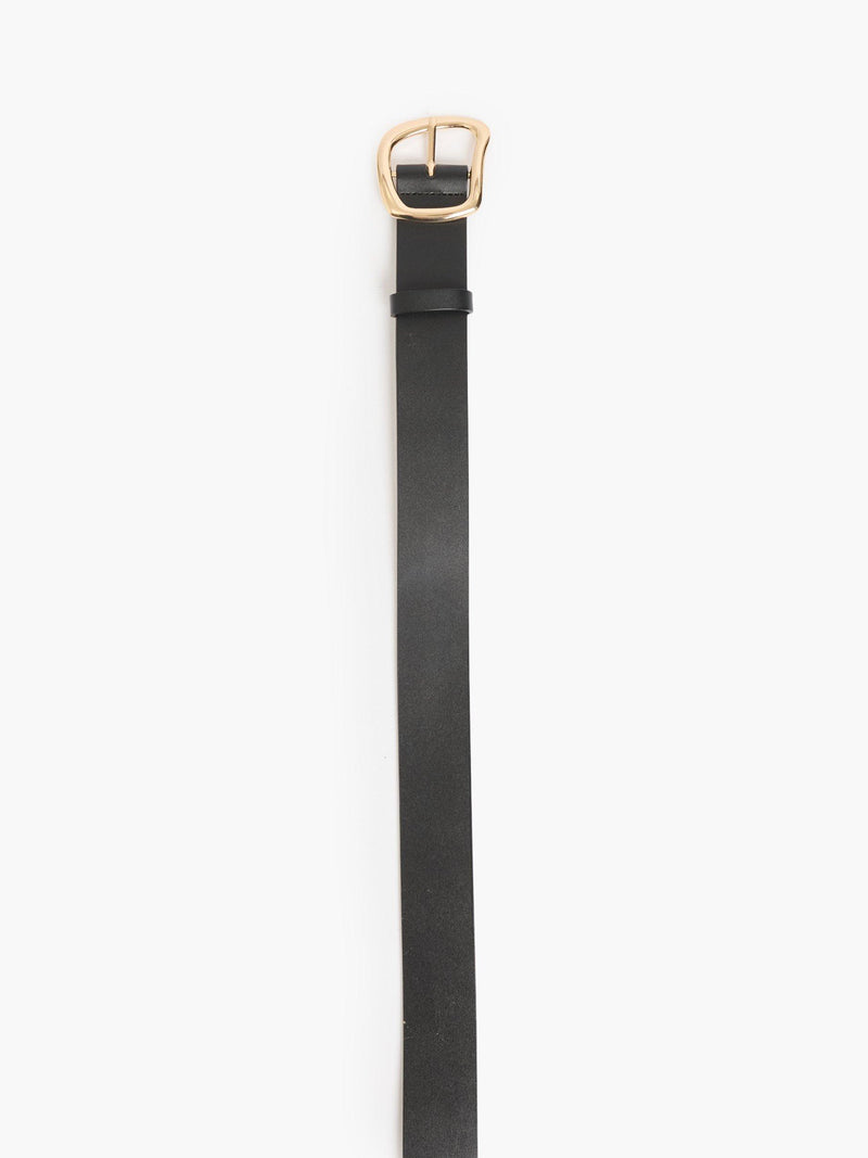French Connection black leather belt with asymmetric buckle (British brand)