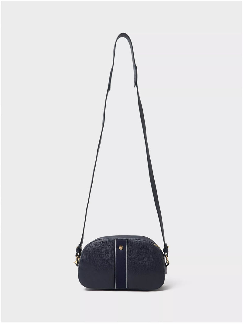 Crew Clothing Heritage Leather Camera Bag in navy (British brand)