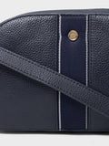Crew Clothing Heritage Leather Camera Bag in navy (British brand)