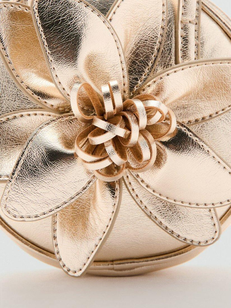 Mango kids floral appliqué evening bag gold - British product