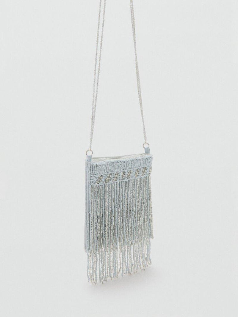 Mango beaded fringe cross body bag sky, imported from the UK