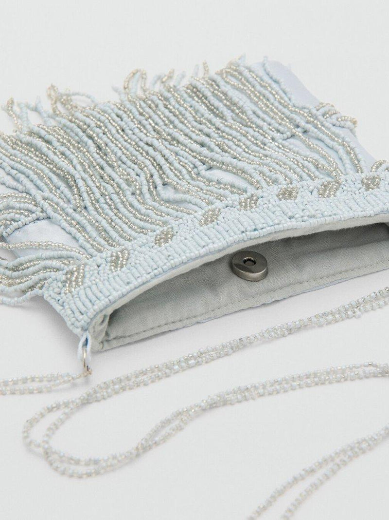Mango beaded fringe cross body bag sky, imported from the UK