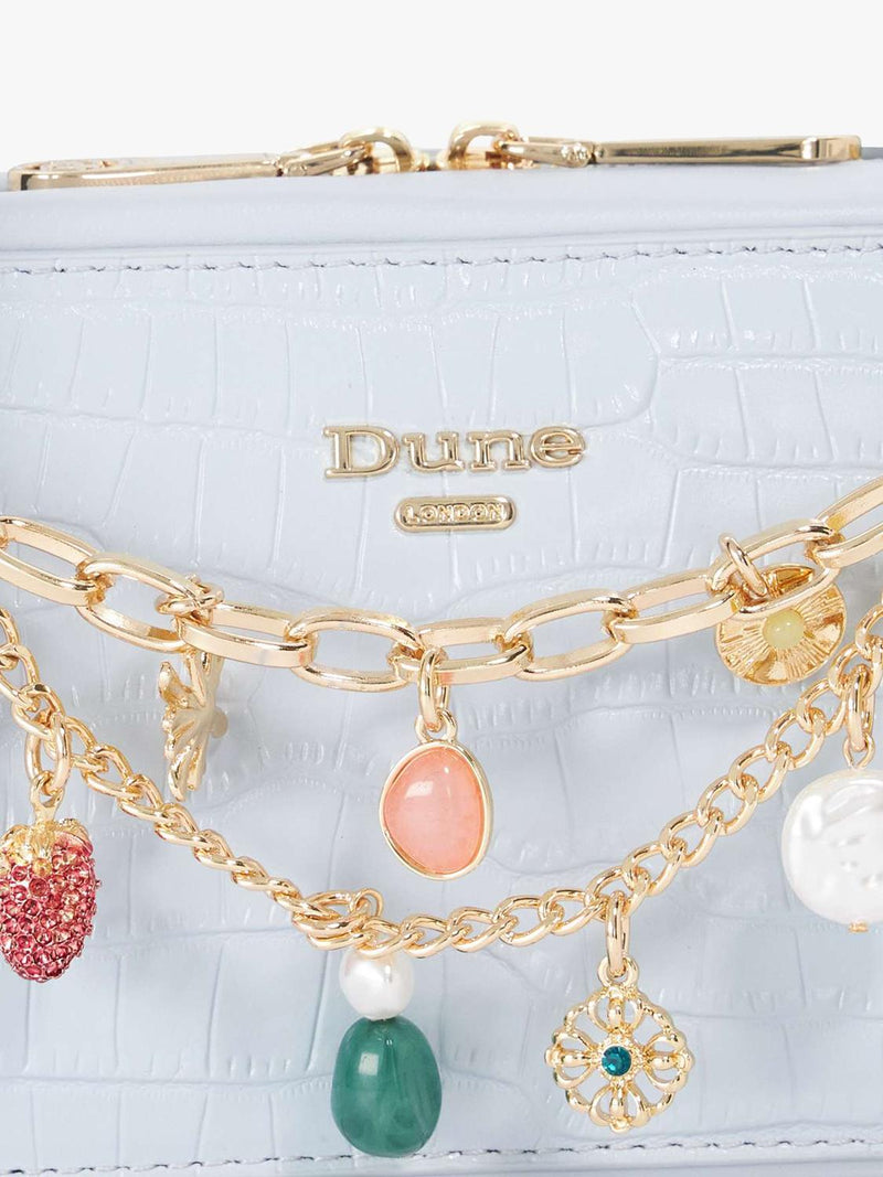 Dune London Song leather charm micro bag, imported from the UK