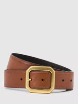John Lewis Reiss Edna Square Buckle Pure Leather Belt, Tan- Buy online at McGrocer