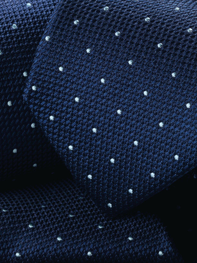 Charles Tyrwhitt spot slim silk tie petrol blue, UK version