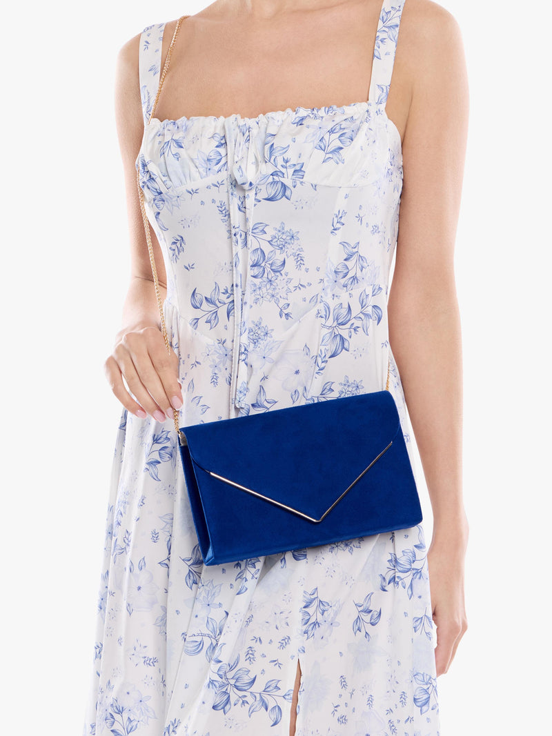 Paradox London Delyssa royal blue clutch bag (British brand)
