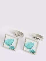 John Lewis Moss Poppy Print Square Cufflinks, Blue- Buy online at McGrocer