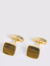 John Lewis Moss Tiger Eye Square Cufflinks, Gold- Buy online at McGrocer