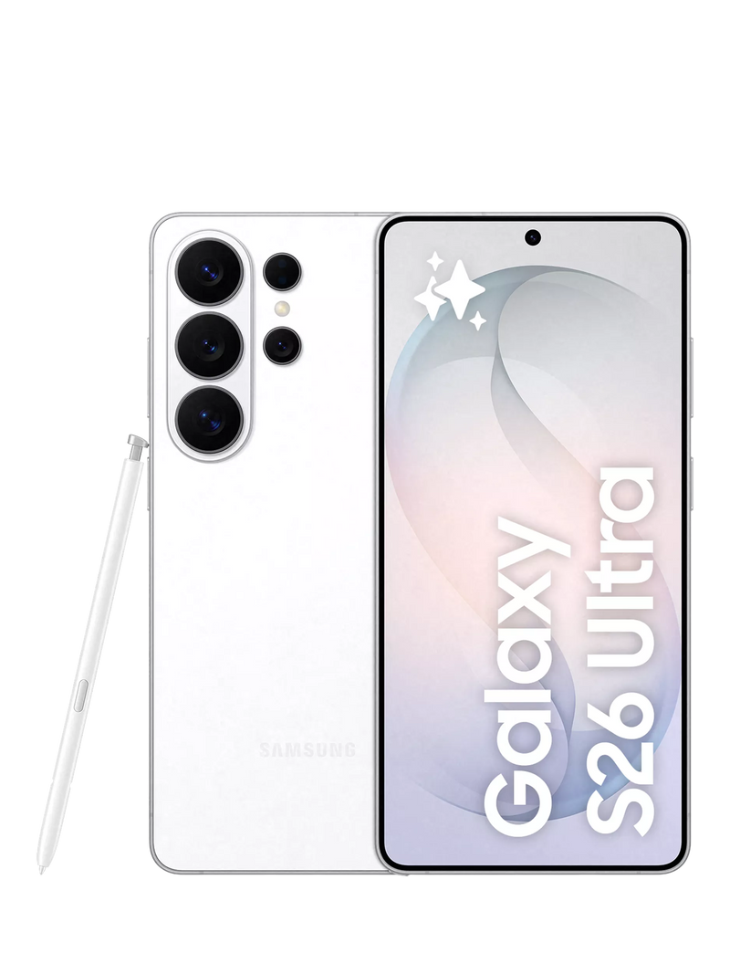 Samsung Galaxy S26 Ultra Smartphone with Bluetooth S Pen, 12GB RAM, 6.9”, Galaxy AI, 5G, SIM Free, White, 512GB