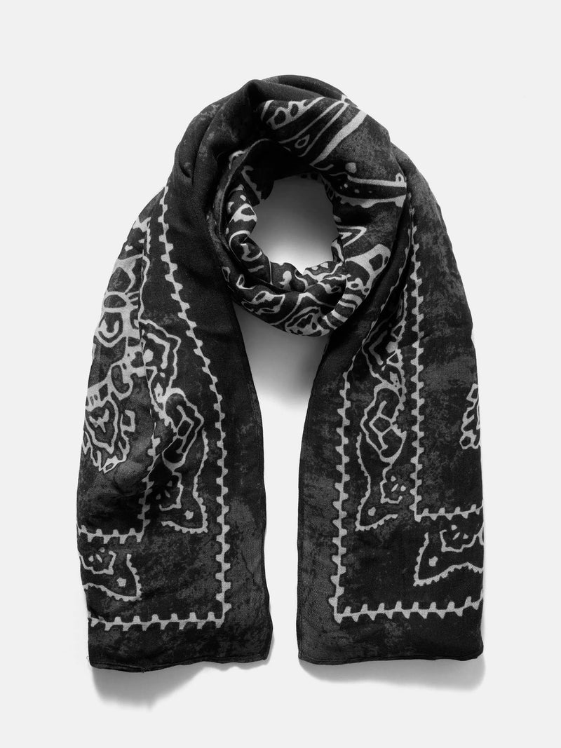 Mint Velvet bandana scarf 140cm black and multi, imported from the UK