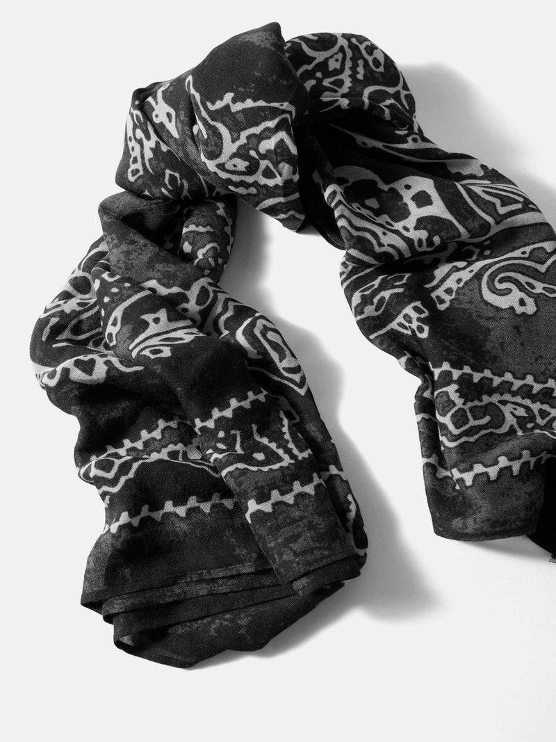 Mint Velvet bandana scarf 140cm black and multi, imported from the UK