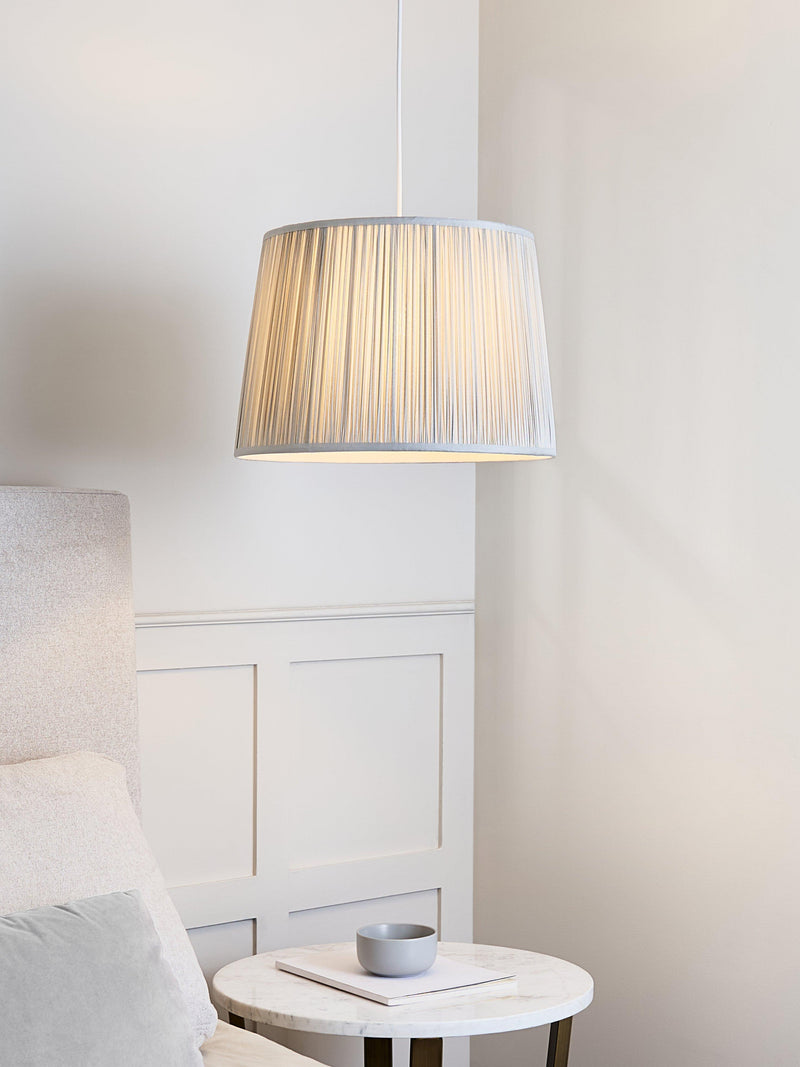 John Lewis pleated silk tapered lampshade in cool grey - British product