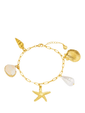 Orelia gold charm bracelet with shell and starfish, 16cm (British brand)