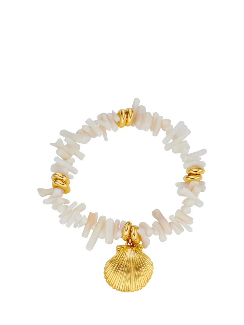 Orelia shell beaded bracelet cream gold - British product