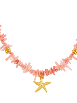 John Lewis Orelia Statement Coral Chip and Starfish Necklace, Pink/Gold- Buy online at McGrocer