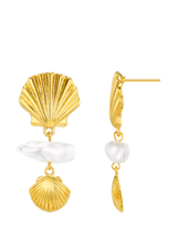 John Lewis Orelia Graduated Shell and Pearl Drop Earrings, Gold/White- Buy online at McGrocer