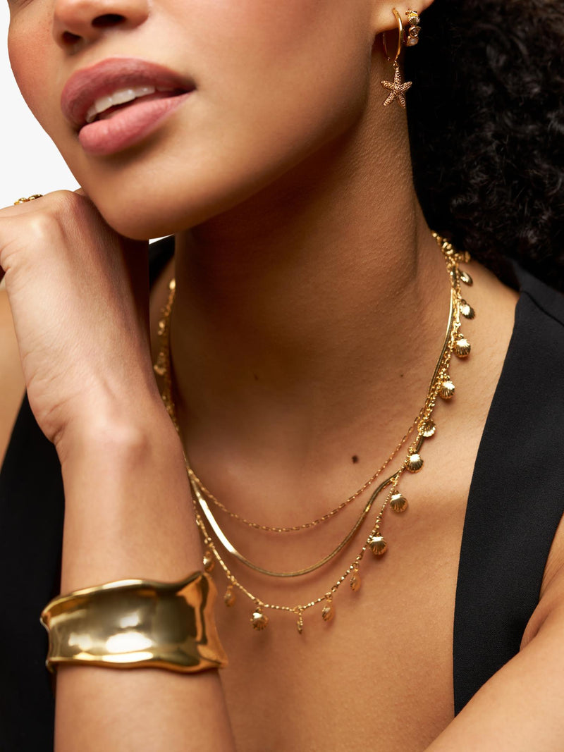 Orelia gold-plated hoop earrings shell motif faux pearl - British product