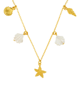 John Lewis Orelia Mixed Shell and Starfish Charm Necklace, Gold, 40cm + 5cm Extender- Buy online at McGrocer