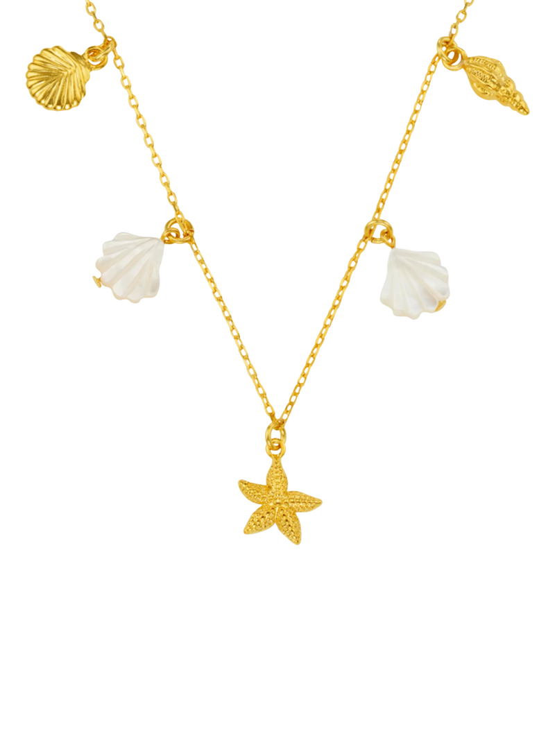 Orelia gold charm necklace with shell and starfish charms - British product