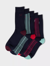 John Lewis Crew Clothing Stripe & Colour Block Crew Socks Multi Black Pack of 5- Buy online at McGrocer