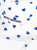 Petit Bateau kids sun hat with heart print white blue (British brand)