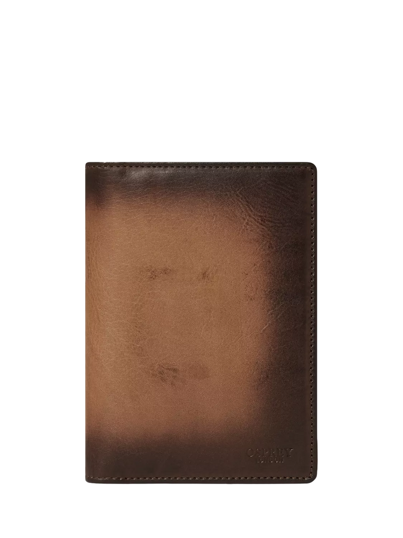OSPREY LONDON hand burnished passport holder cognac, imported from the UK