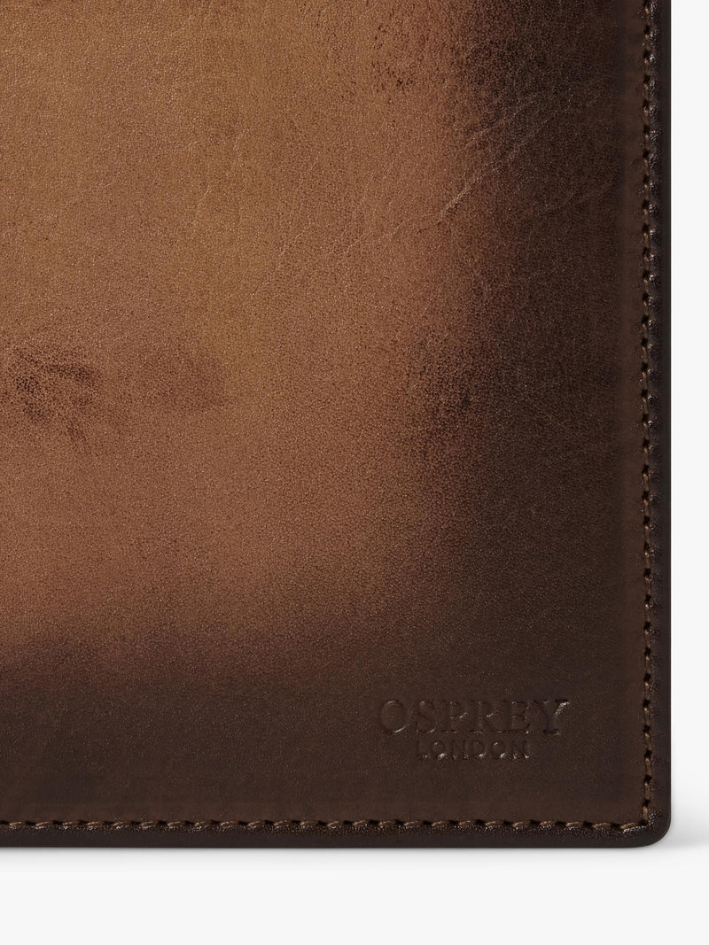 OSPREY LONDON hand burnished passport holder cognac, imported from the UK