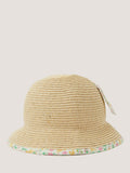 Monsoon baby straw hat with bunny face in multi, imported from the UK