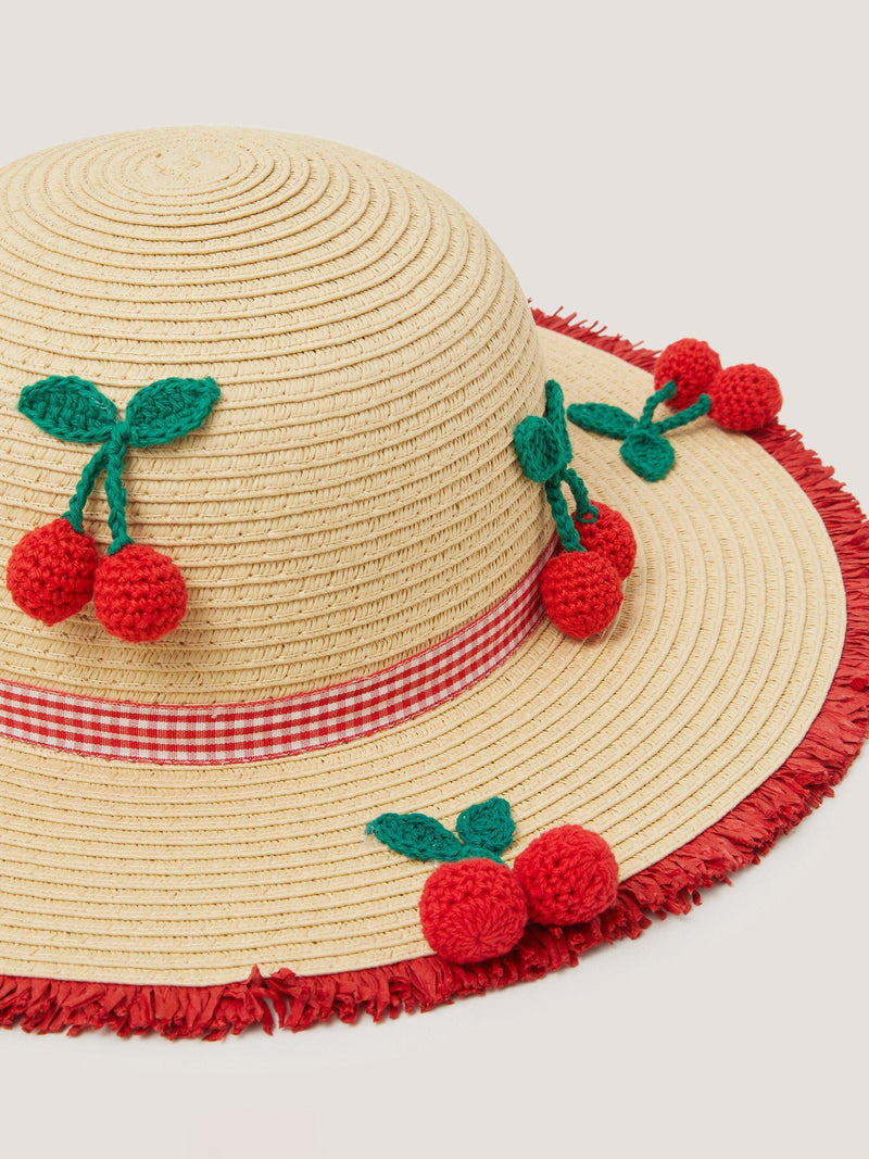 Monsoon kids cherry straw sun hat, UK version