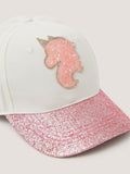 Monsoon kids unicorn glitter baseball cap white pink, imported from the UK