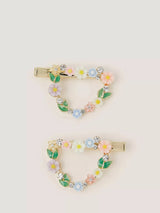John Lewis Monsoon Kids' Floral Heart Hair Clips Pack of 2 Multi- Buy online at McGrocer