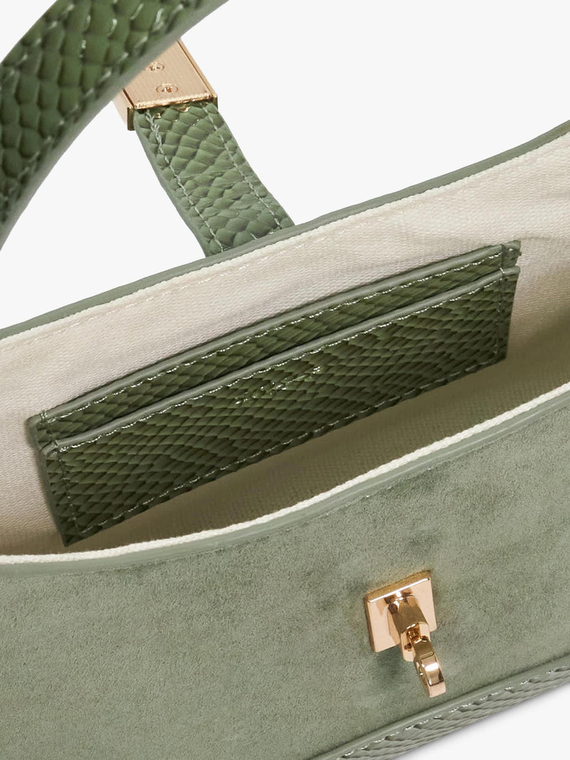 Dune London green grab bag with turn lock - British product