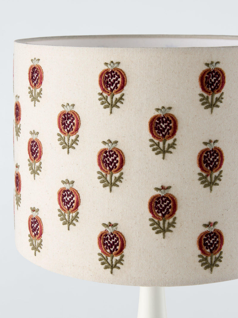 John Lewis embroidered drum lampshade pomegranate design 25cm, imported from the UK