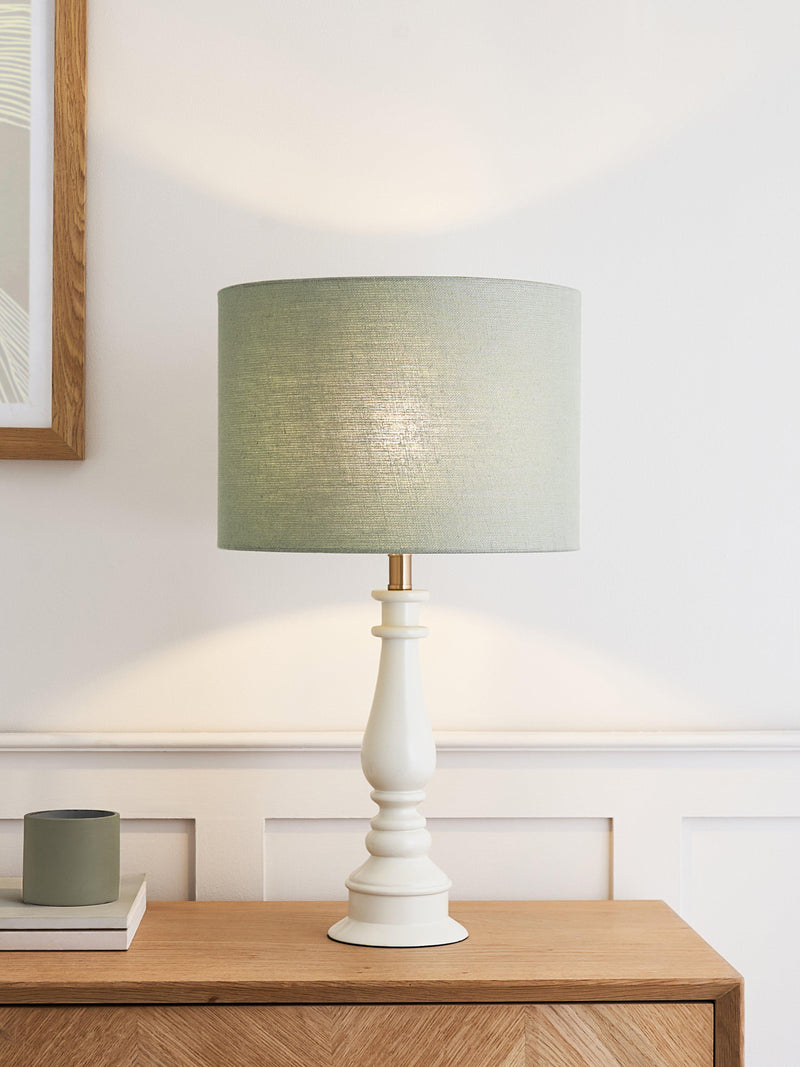 John Lewis Sophia pure linen drum lampshade green sage, UK version