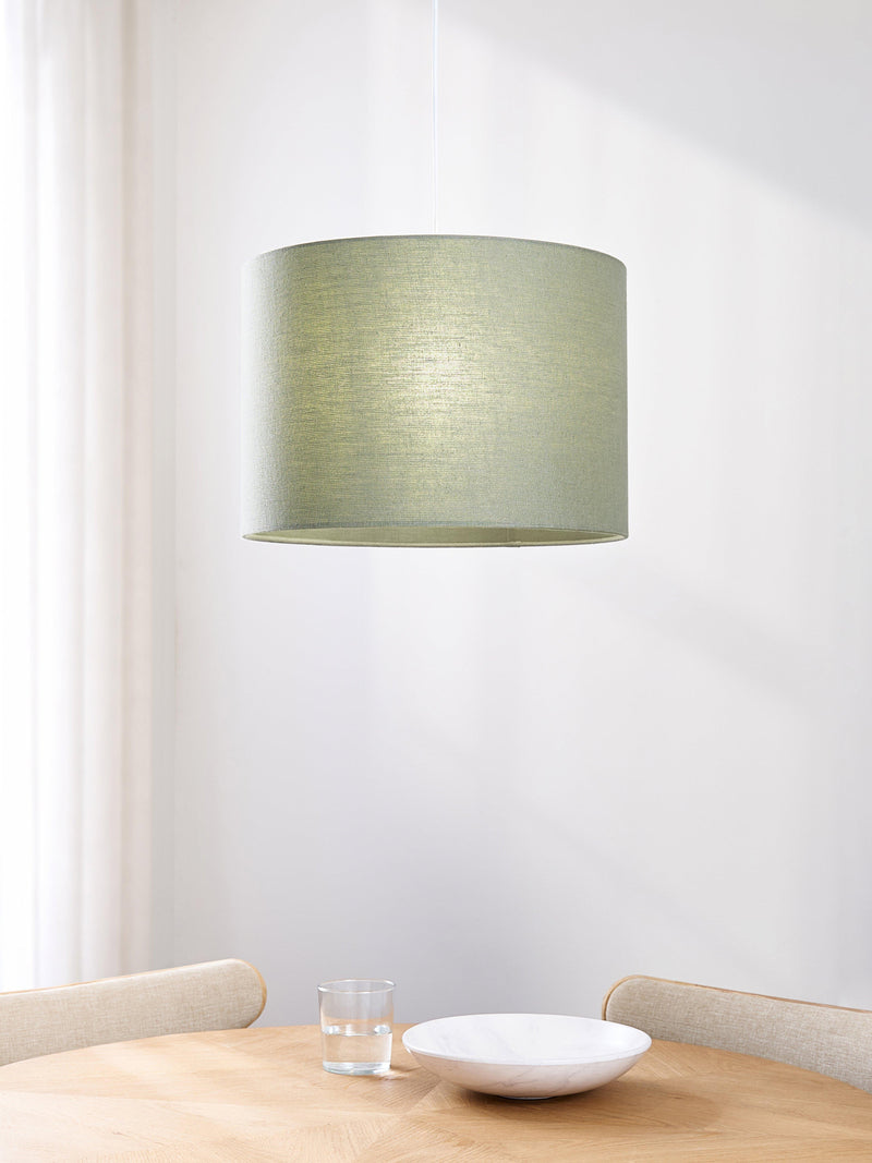 John Lewis Sophia pure linen drum lampshade green sage, UK version