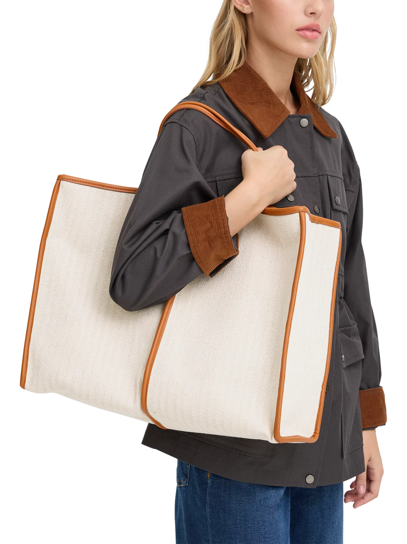 ICHI Alice structured tote bag in humus - British product