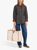 ICHI Alice structured tote bag in humus - British product