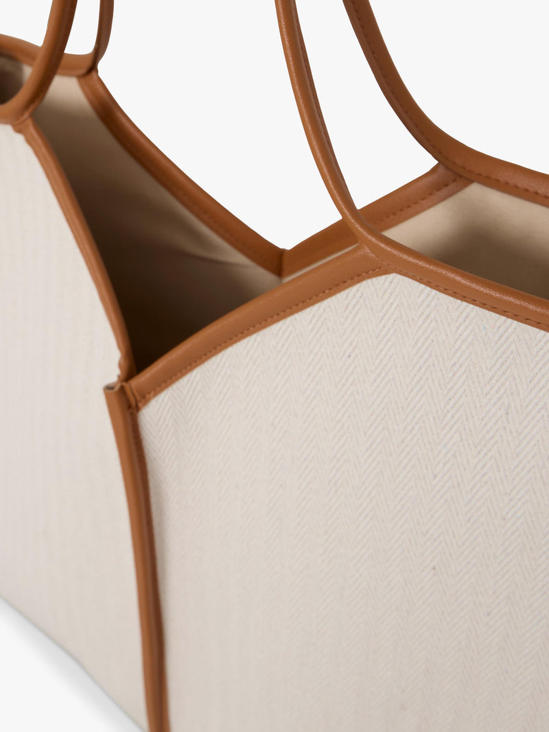 ICHI Alice structured tote bag in humus - British product