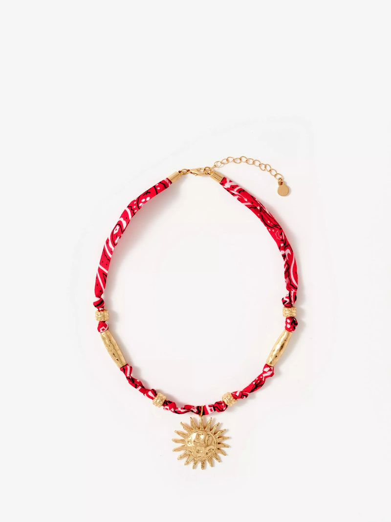Mint Velvet sun charm necklace in red (British brand)