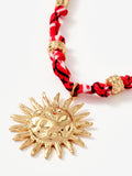 Mint Velvet sun charm necklace in red (British brand)