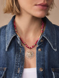Mint Velvet sun charm necklace in red (British brand)