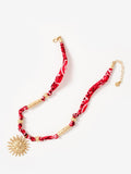Mint Velvet sun charm necklace in red (British brand)