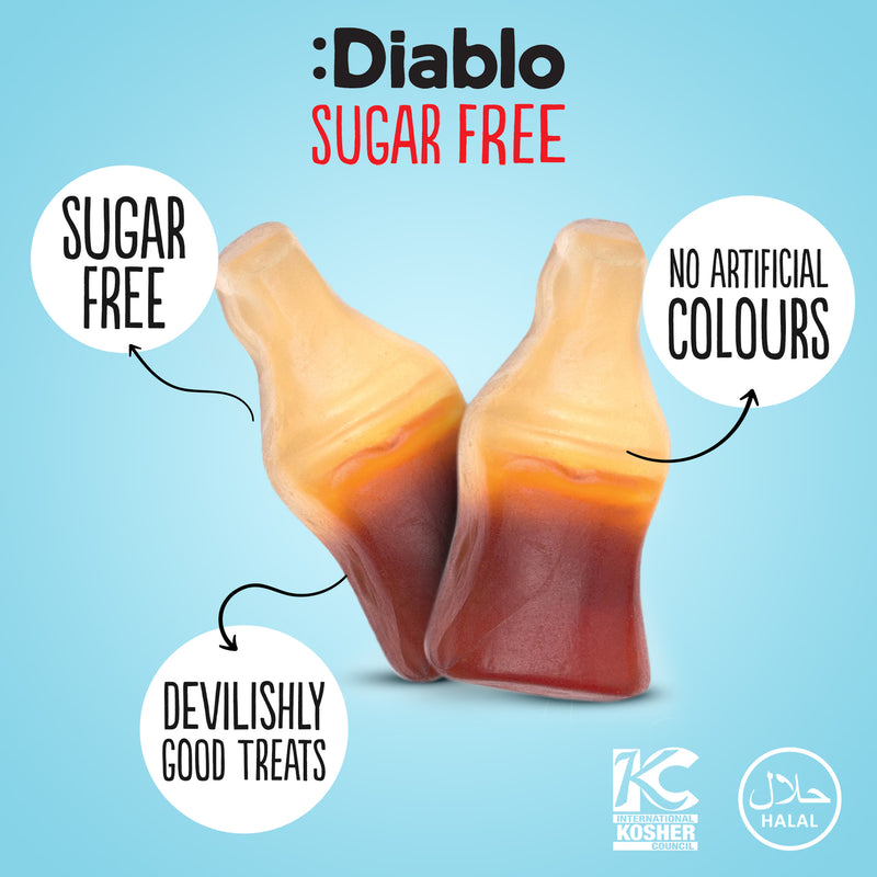 Diablo sugar free cola bottles 75g sweets - British product