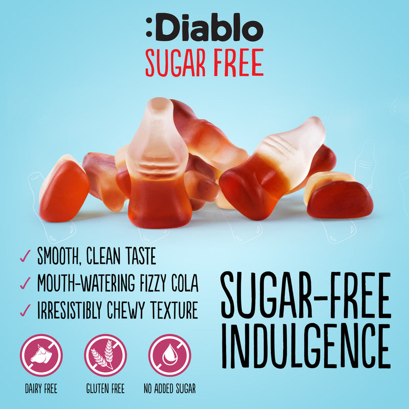 Diablo sugar free cola bottles 75g sweets - British product