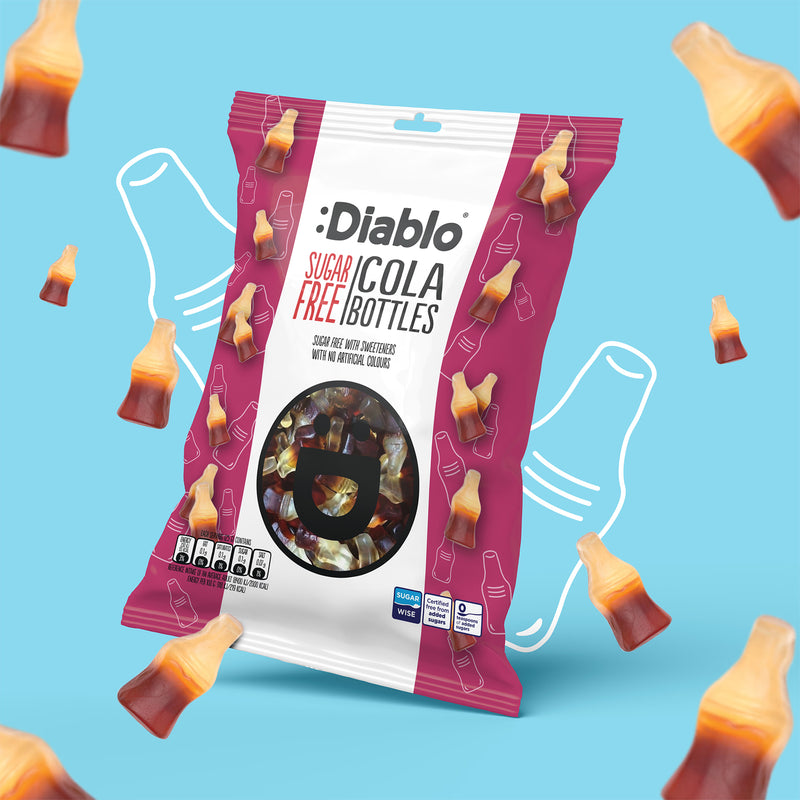 Diablo sugar free cola bottles 75g sweets - British product